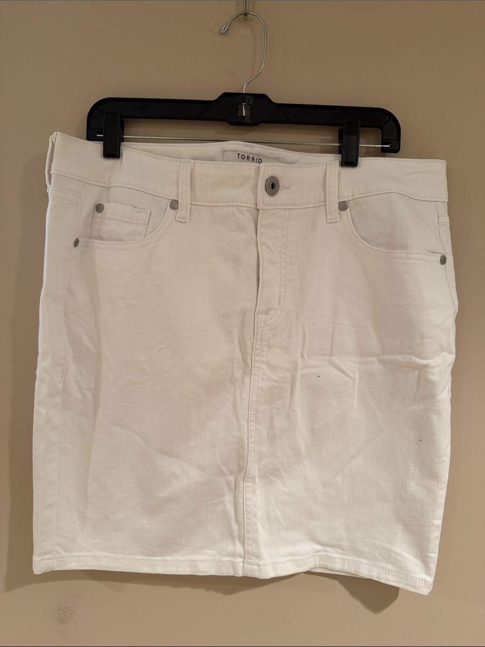 Torrid White Denim Midi Skirt
